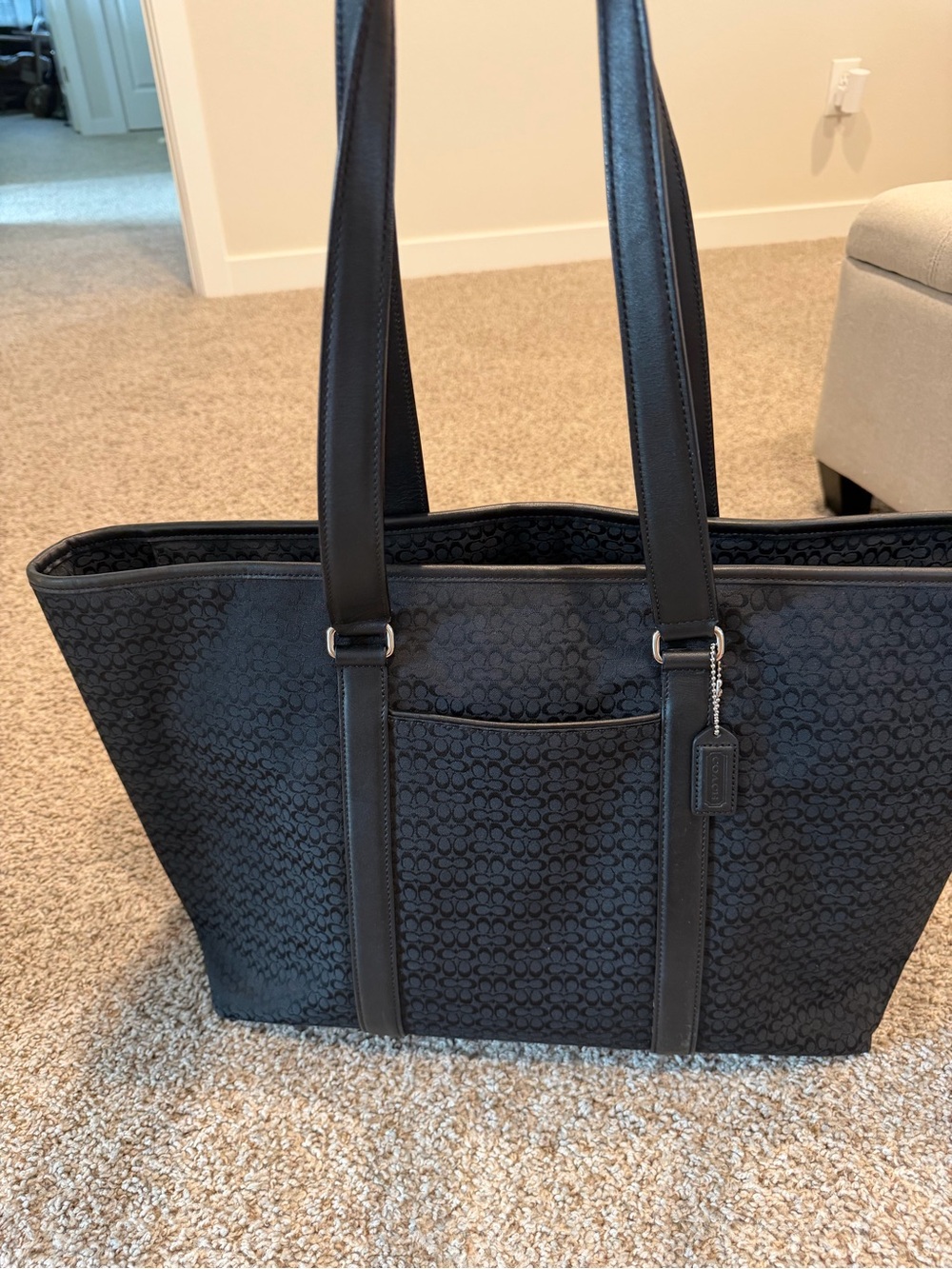 Coach Black Signature Tote with Front Pocket